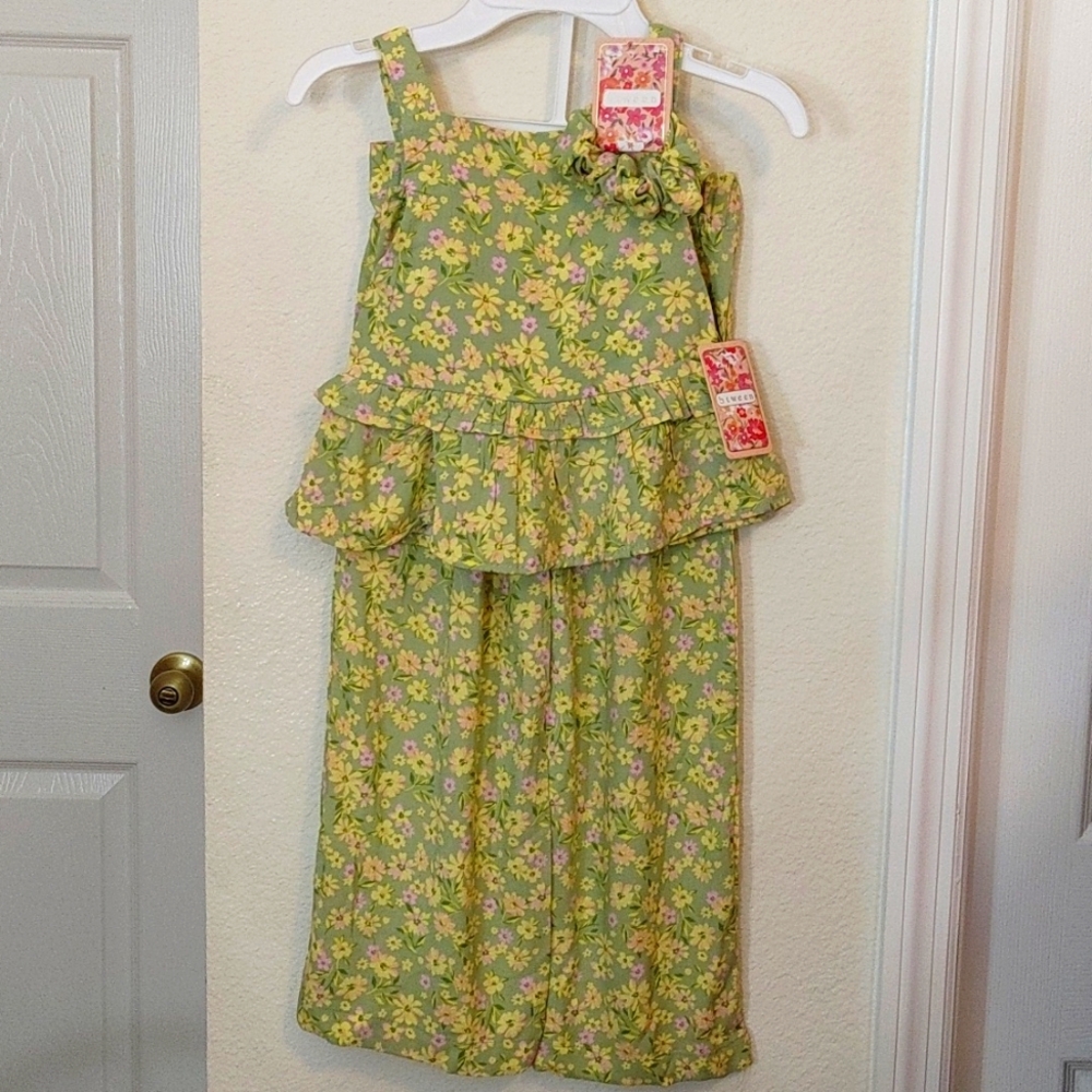 Btween Girls 3 piece pants set Floral Green size 5 NWT. - Picture 1 of 8